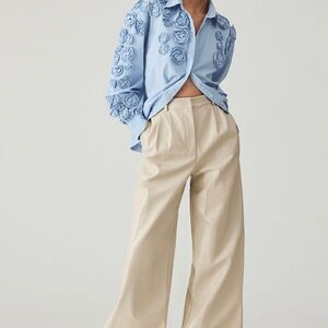 Anthropologie Hutch Faux Leather Pearl wide leg pants
